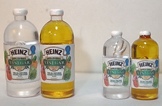 Dollhouse Miniature Heinz Vinegar Set-White & Cider-Small